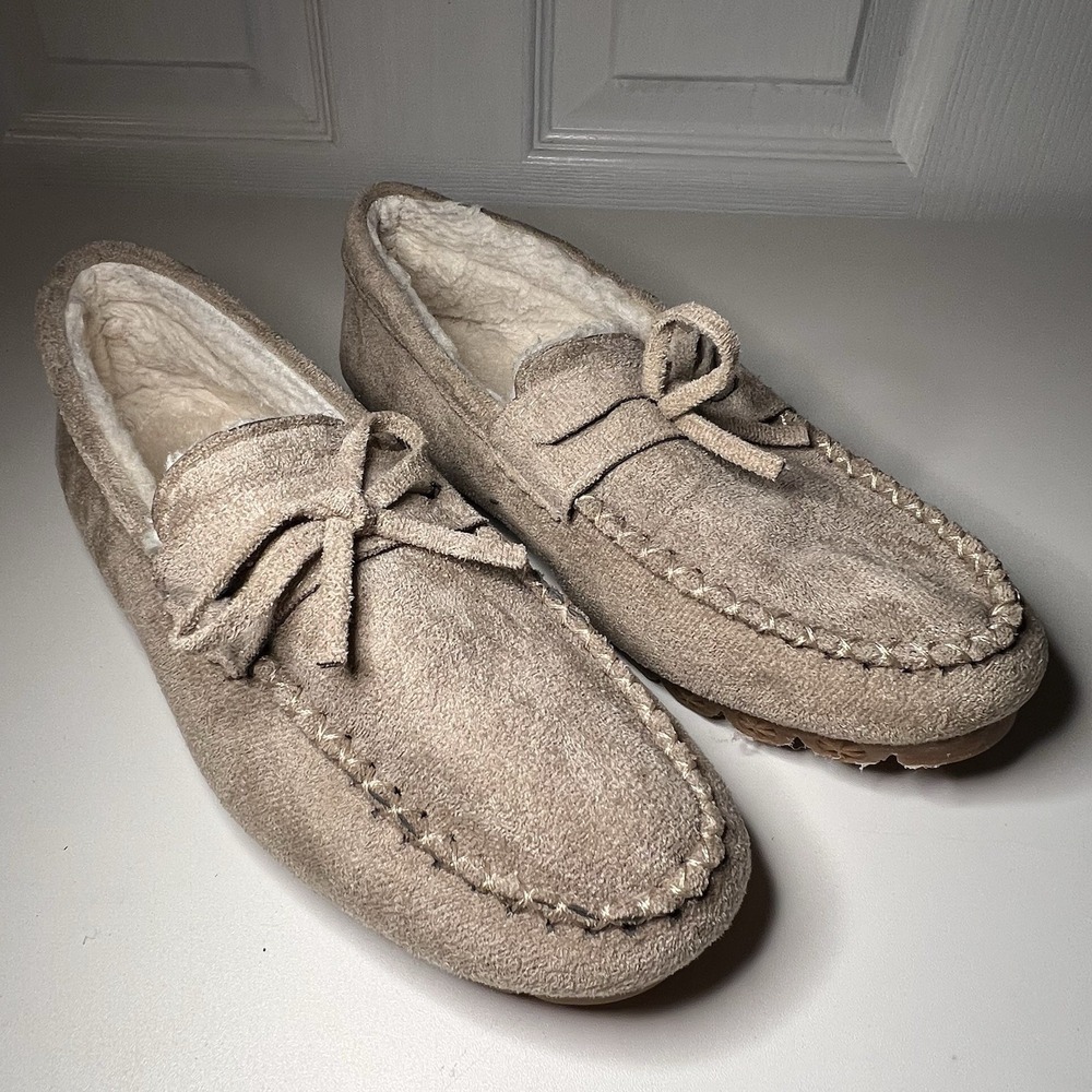 Women's Loafer Moccasin Slippers With Padded Bottom Beige Size‎ 6